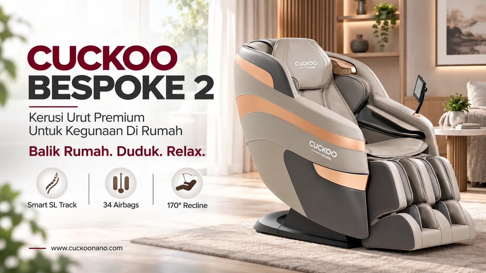 10 Kelebihan CUCKOO BESPOKE 2: Kerusi Urut Premium Untuk Kegunaan Di Rumah