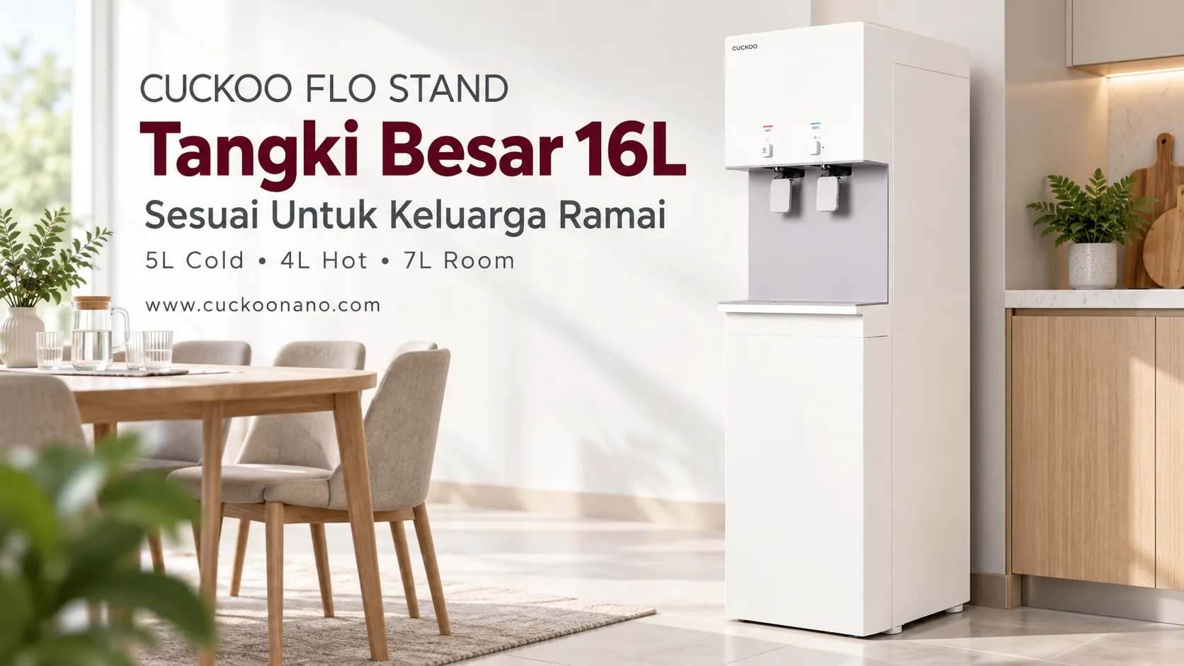 Kelebihan CUCKOO FLO Stand penapis air tangki besar 16L