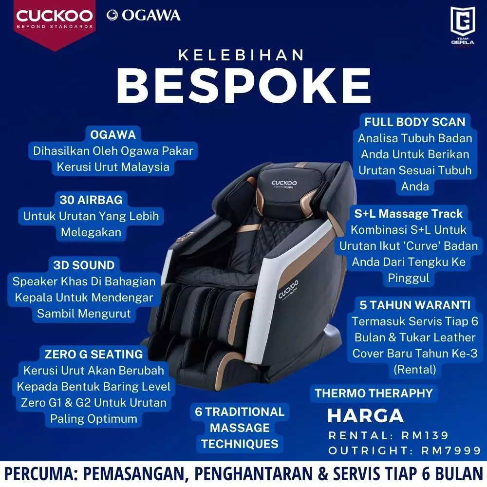 Cara Penjagaan Kerusi Urut Cuckoo Bespoke / Massage Chair Yang Betul