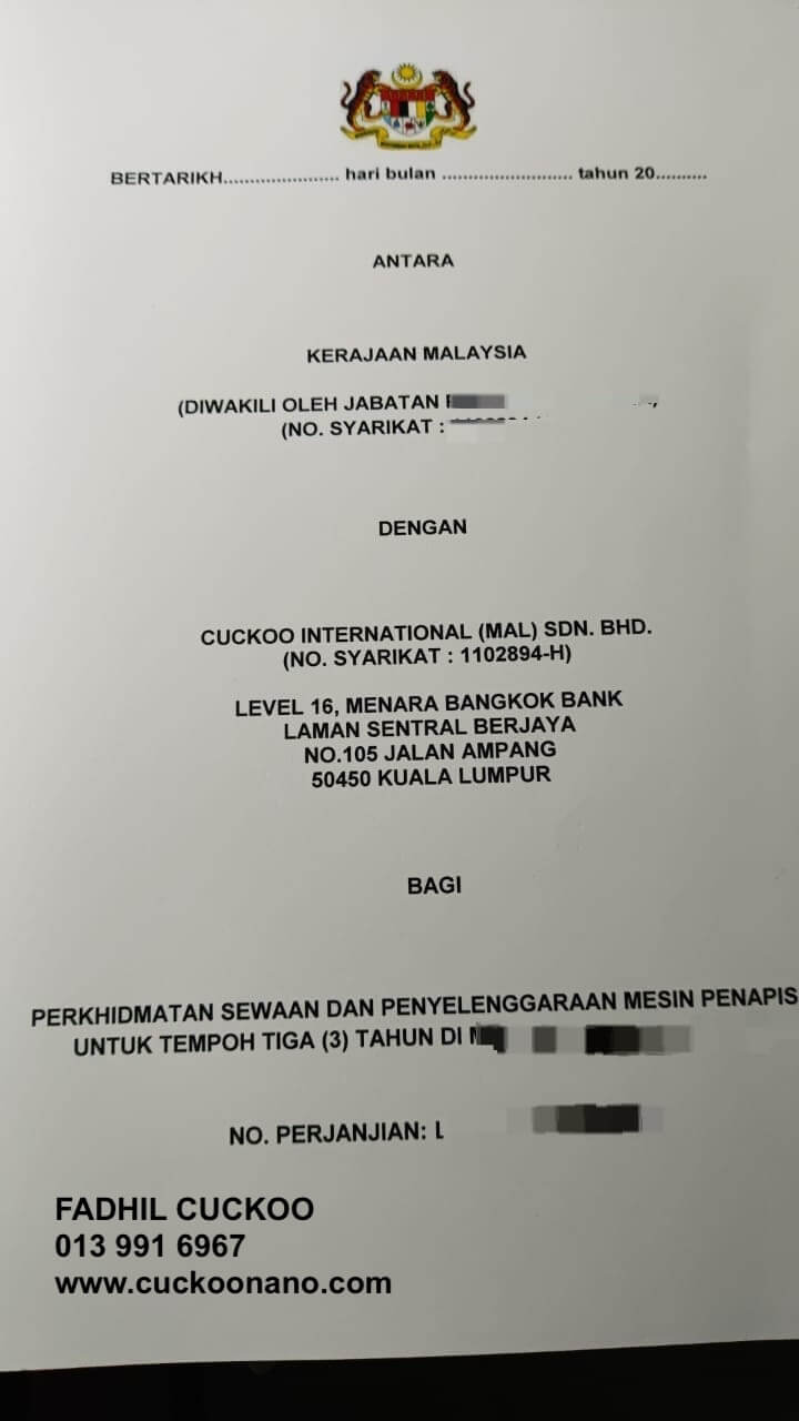 cuckoonano cuckoo kerajaan korporat swasta surat setuju terima sst