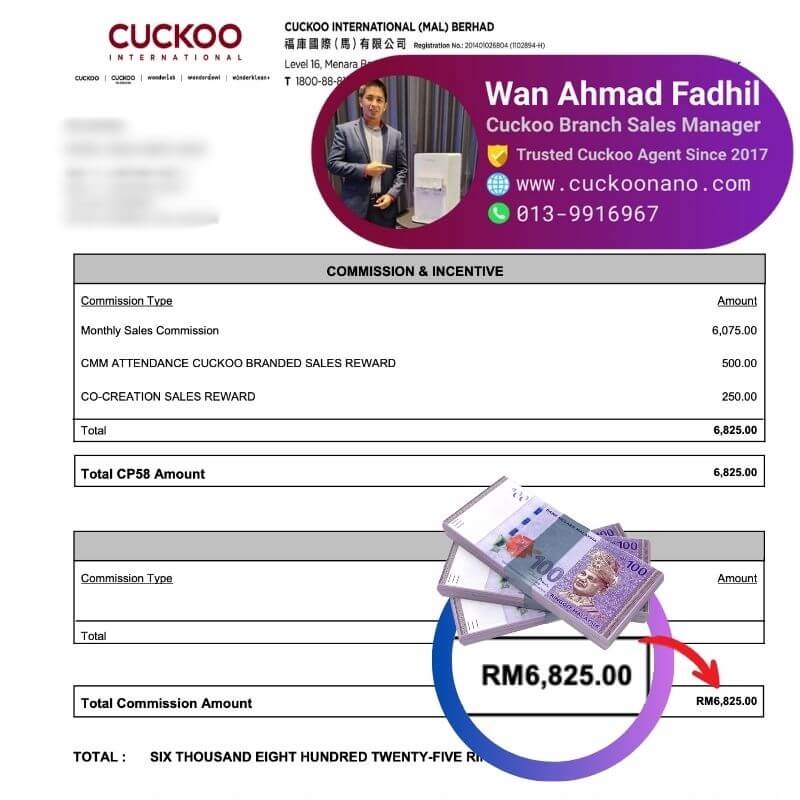 komisyen ejen cuckoo commission income www.cuckoonano.com