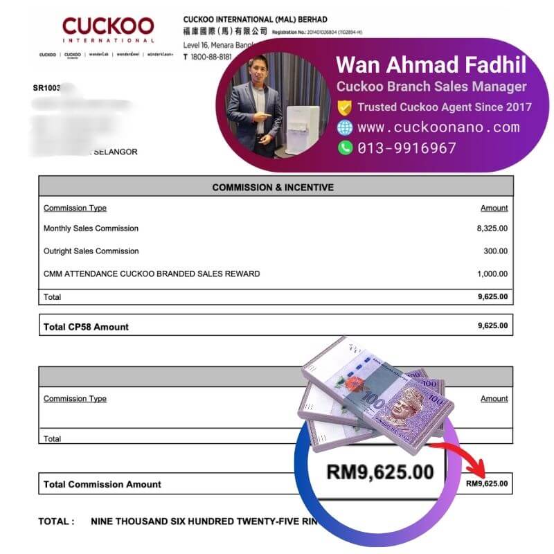 komisyen ejen cuckoo commission income www.cuckoonano.com