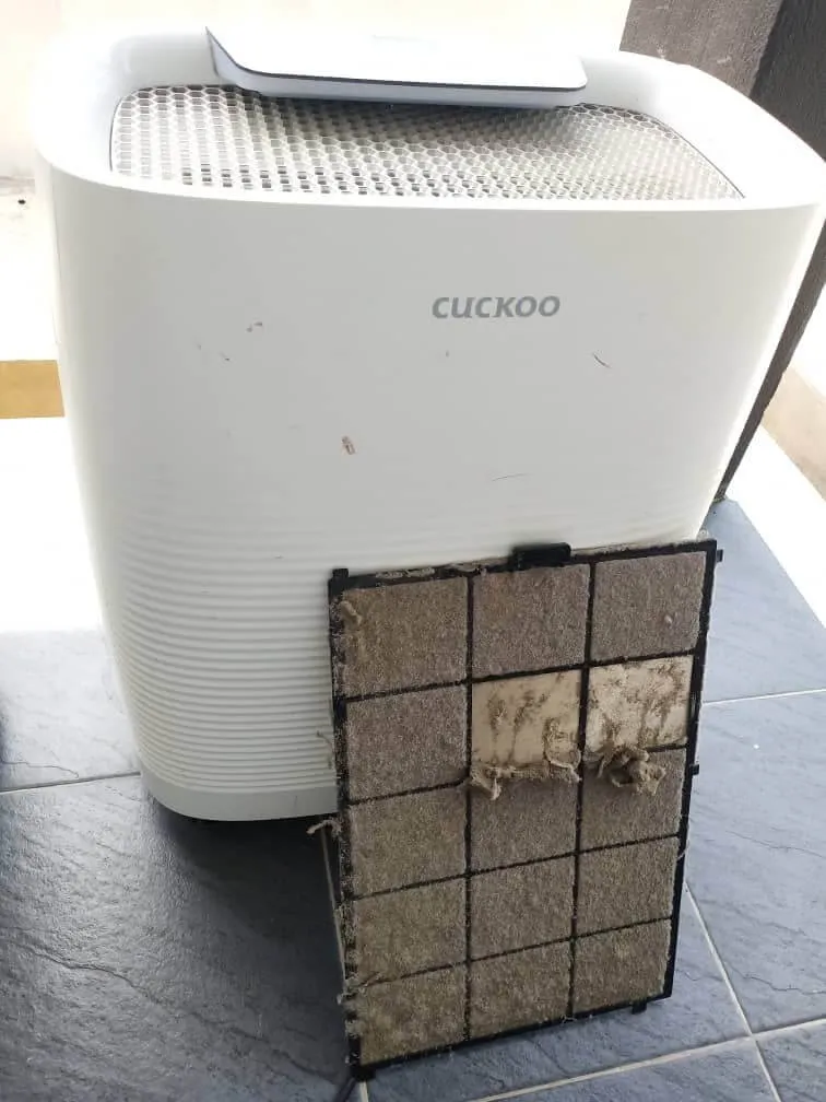 CUCKOO C+ filter filled with dust — Pet fur & pollen