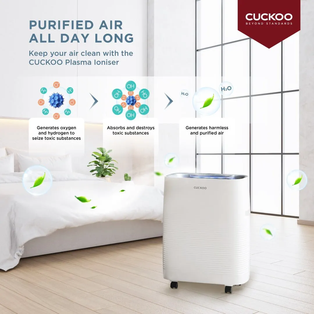 CUCKOO Plasma Ioniser process — produces ions, binds contaminants and produces fresher air