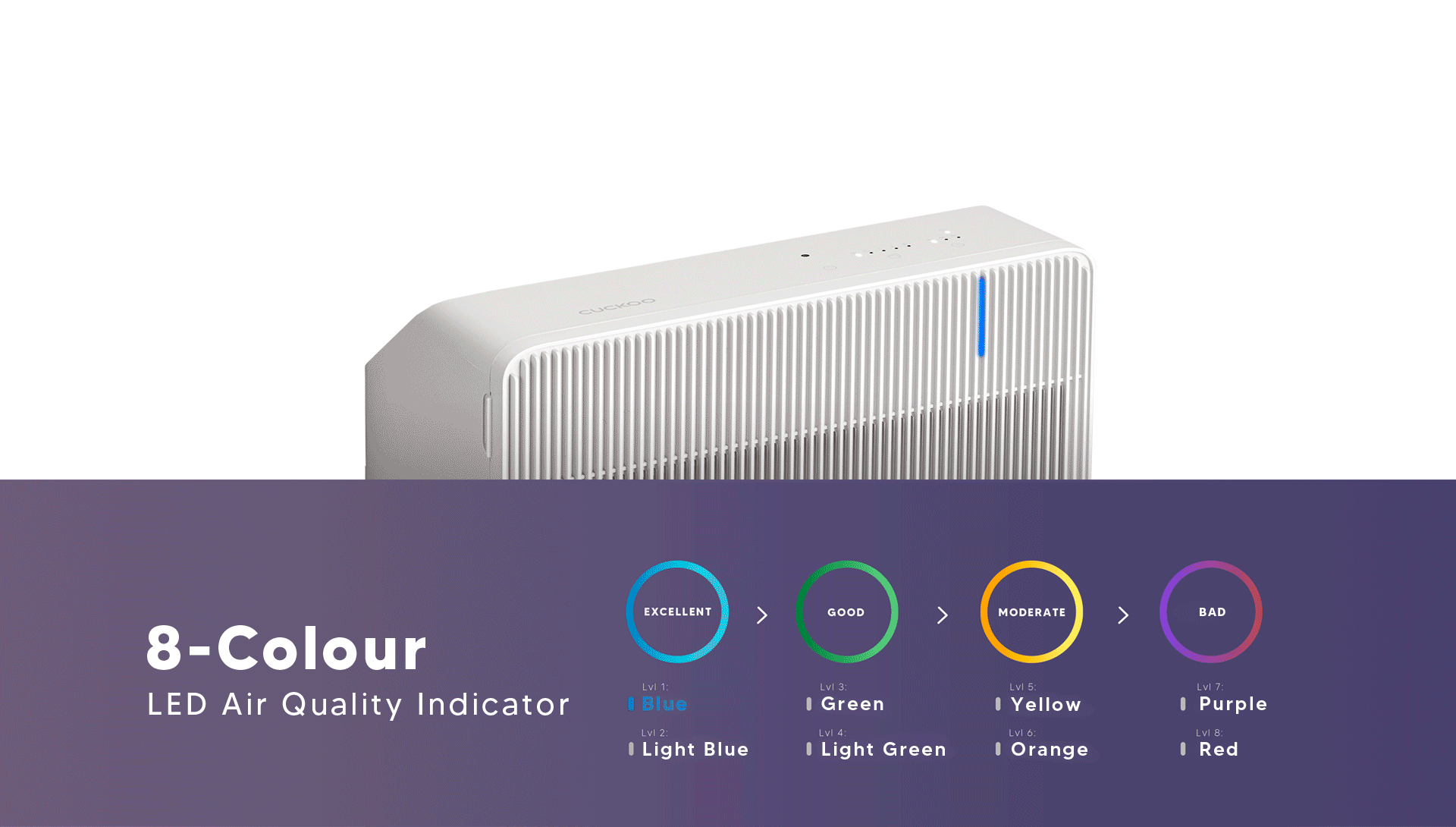 CUCKOO R Model clean-air animation with 8-colour LED indicator