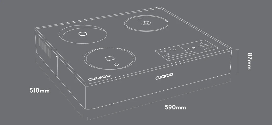 CUCKOO INDUCTRIO dimensions — 590mm x 510mm x 87mm