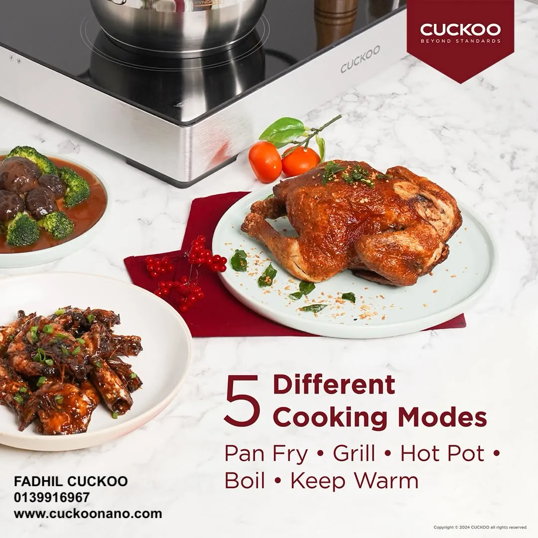 CUCKOO INDUCTWO — 5 cooking modes: Pan Fry, Grill, Hot Pot, Boil, Keep Warm