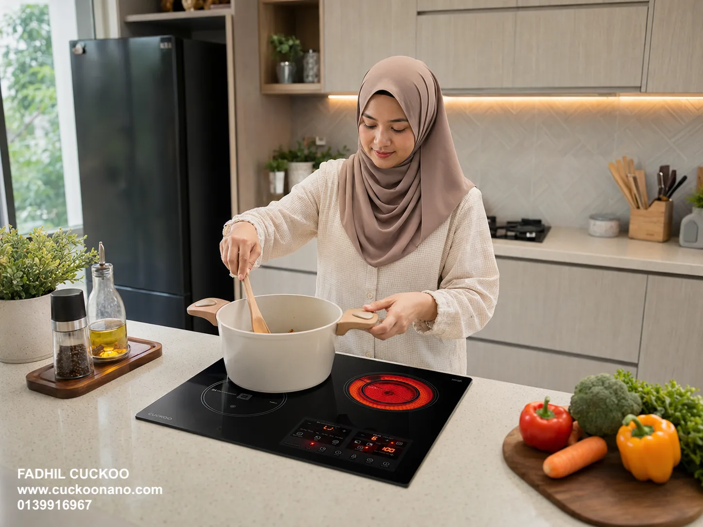 Less Kitchen Heat — CUCKOO INDUCTWO induction hob