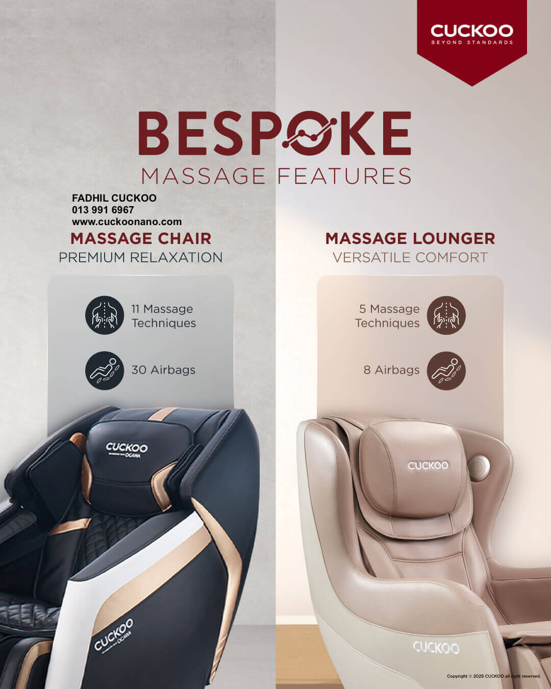 cuckoo bespoke massage chair vs lounger