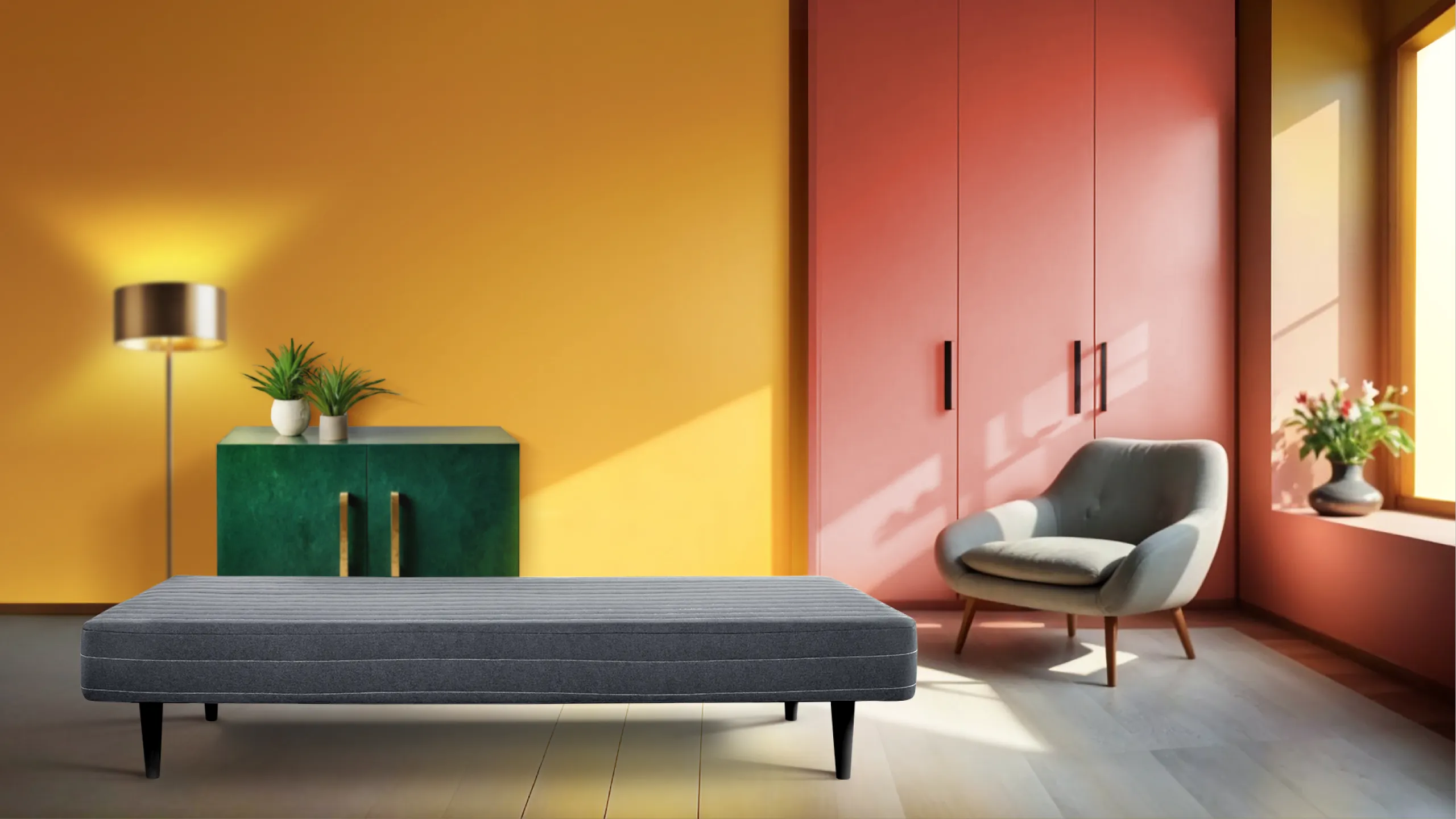 CUCKOO FLEX Daybed mod bed terbuka warna Meta Grey