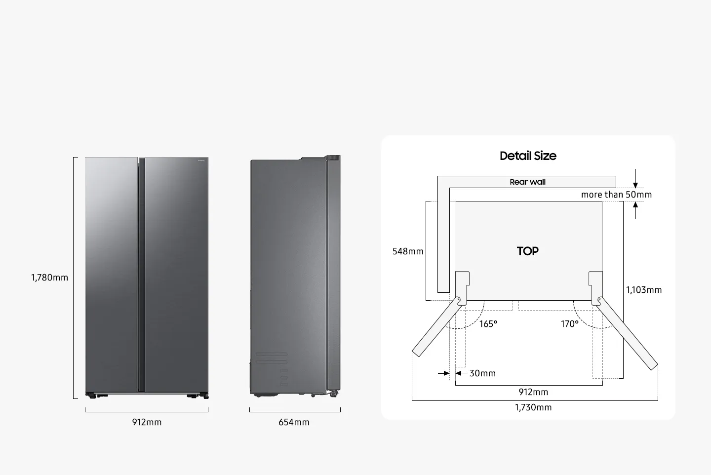 Cara ukur ruang dapur untuk peti sejuk side by side 583L