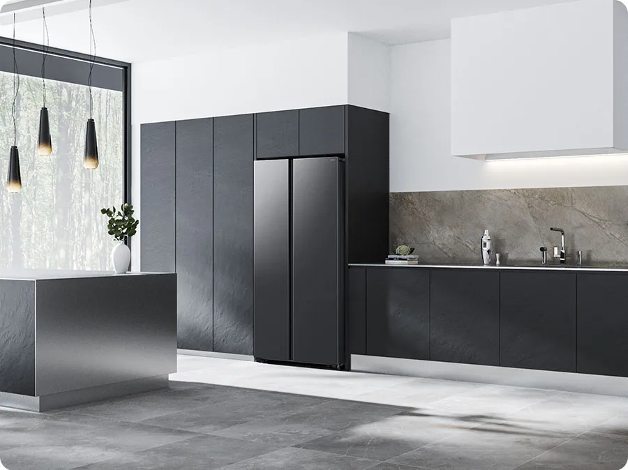 Reka bentuk Gentle Silver Matt peti sejuk side by side 583L flat door