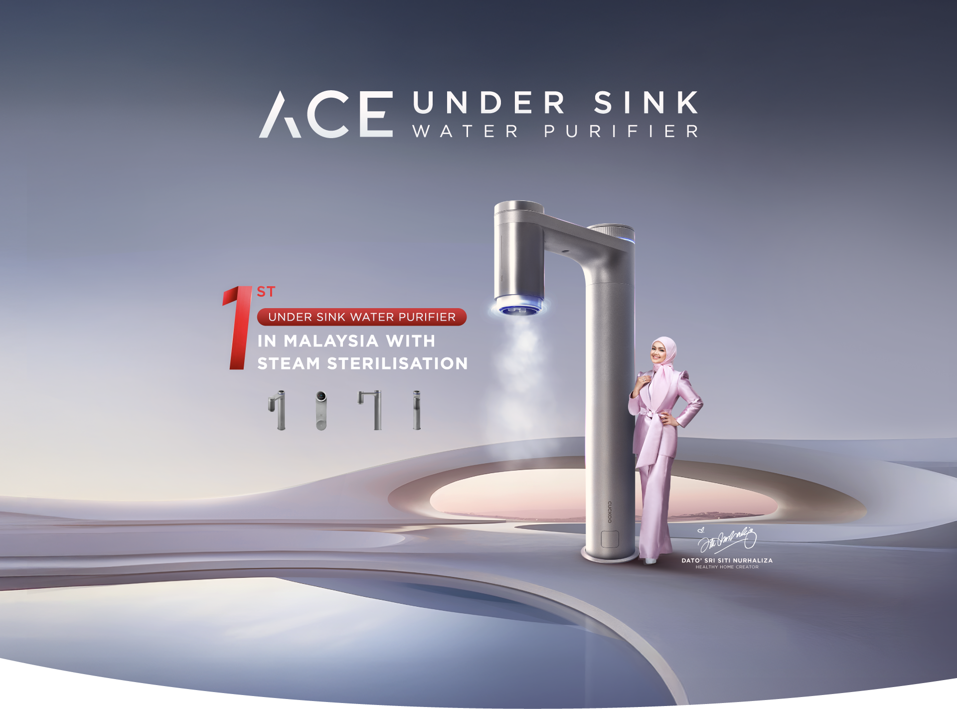 CUCKOO ACE under sink water purifier dengan faucet premium untuk dapur moden