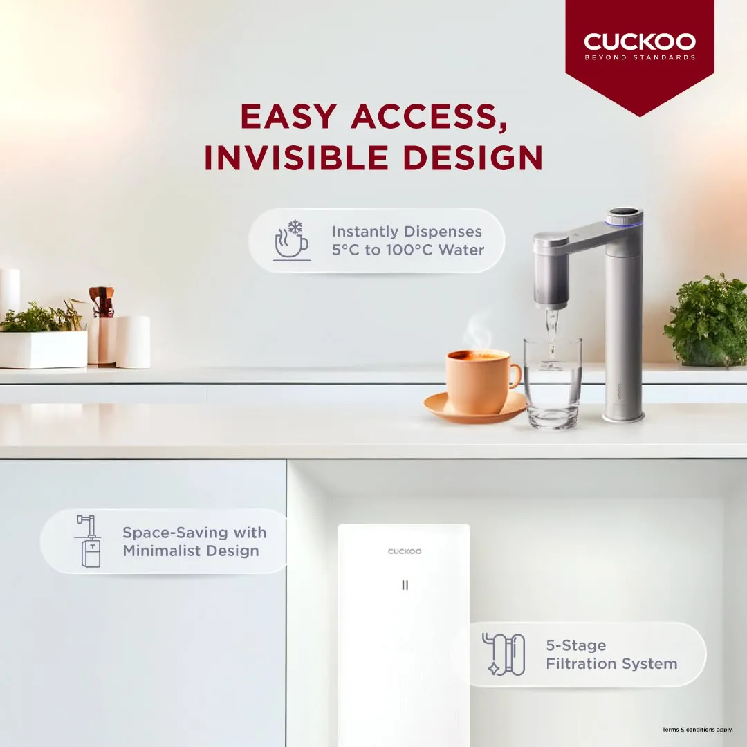 CUCKOO ACE easy access invisible design — main body hidden under the sink