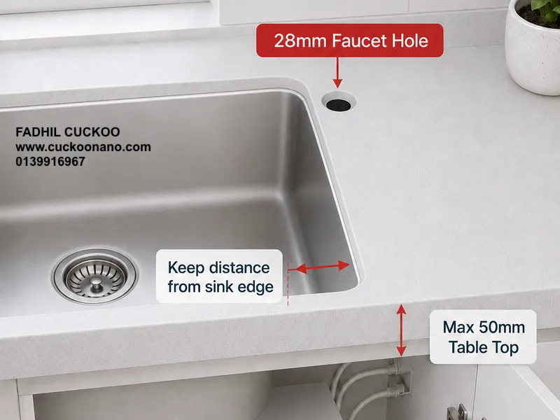 CUCKOO ACE installation requirement — 28mm Faucet Hole