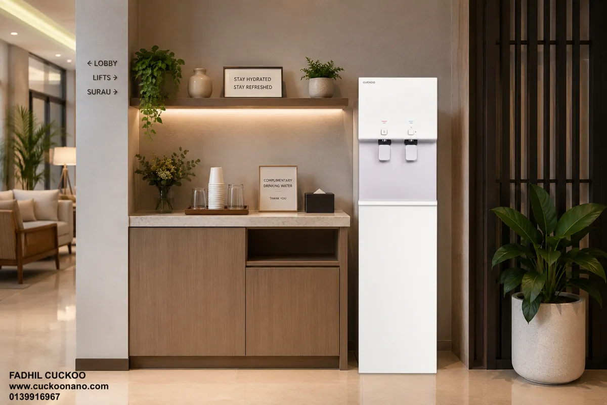 CUCKOO FLO Stand water purifier untuk lobi hotel dan pejabat