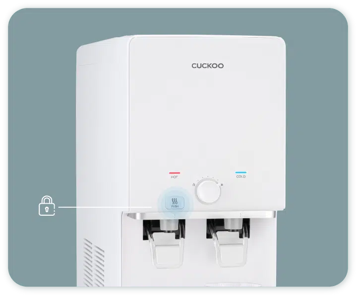 Child Lock Safety Feature pada penapis air CUCKOO King Top 2