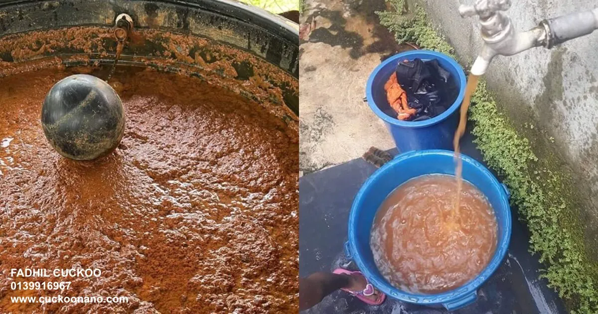 Air paip & tangki kotor berkeladak sebelum ditapis