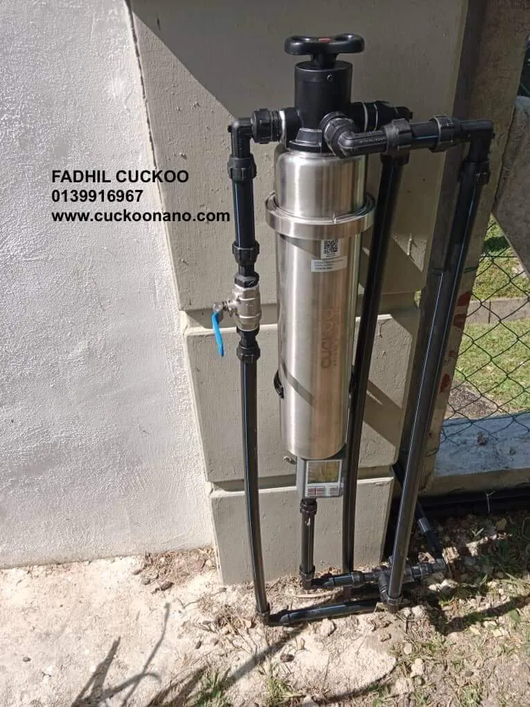 CUCKOO Prime X3 outdoor water filter dipasang di luar rumah