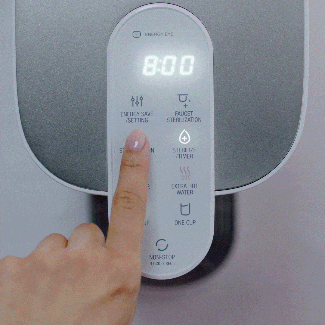 CUCKOO Titan In & Out Auto Sterilisation with sterilize timer on the control panel