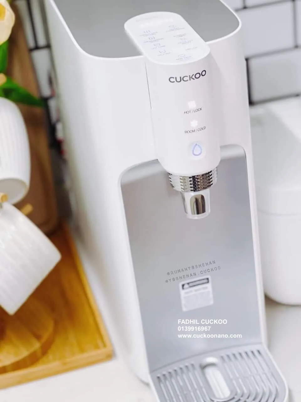 CUCKOO Titan tankless water purifier on a kitchen countertop