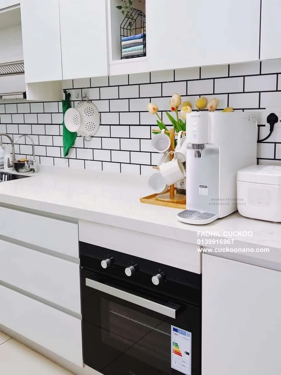 CUCKOO Titan compact 166mm in a white kitchen