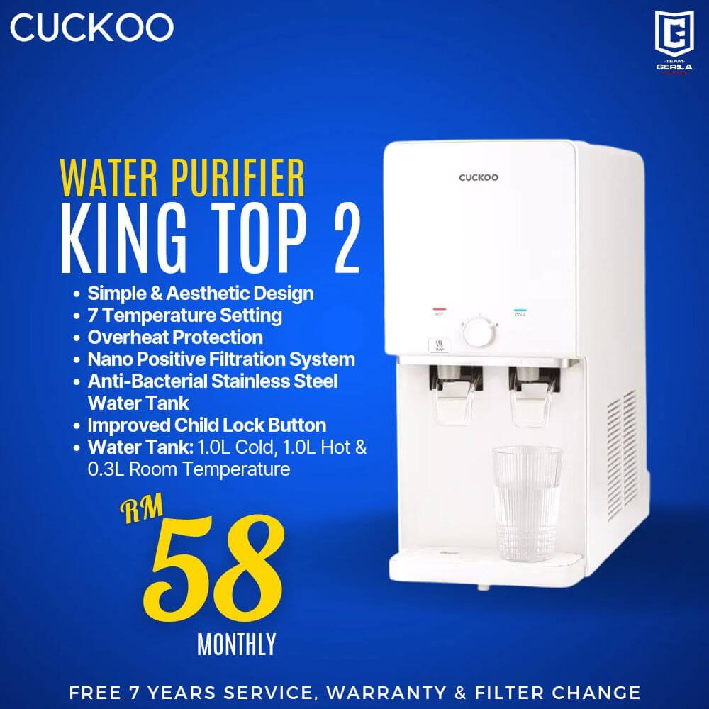 penapis air cuckoo king top 2 water purifier rm58 promosi promotion