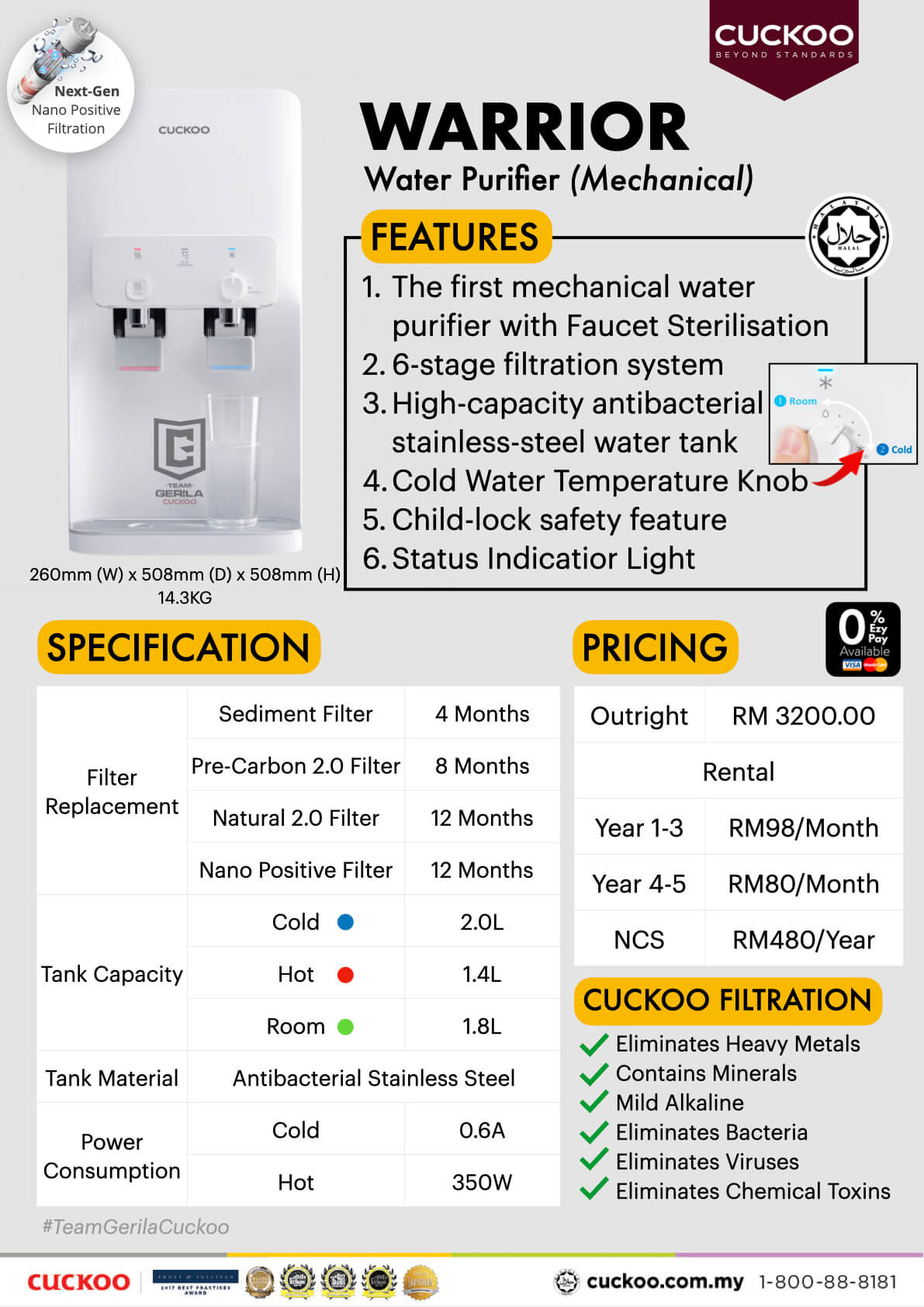 penapis air cuckoo warrior water purifier rm98
