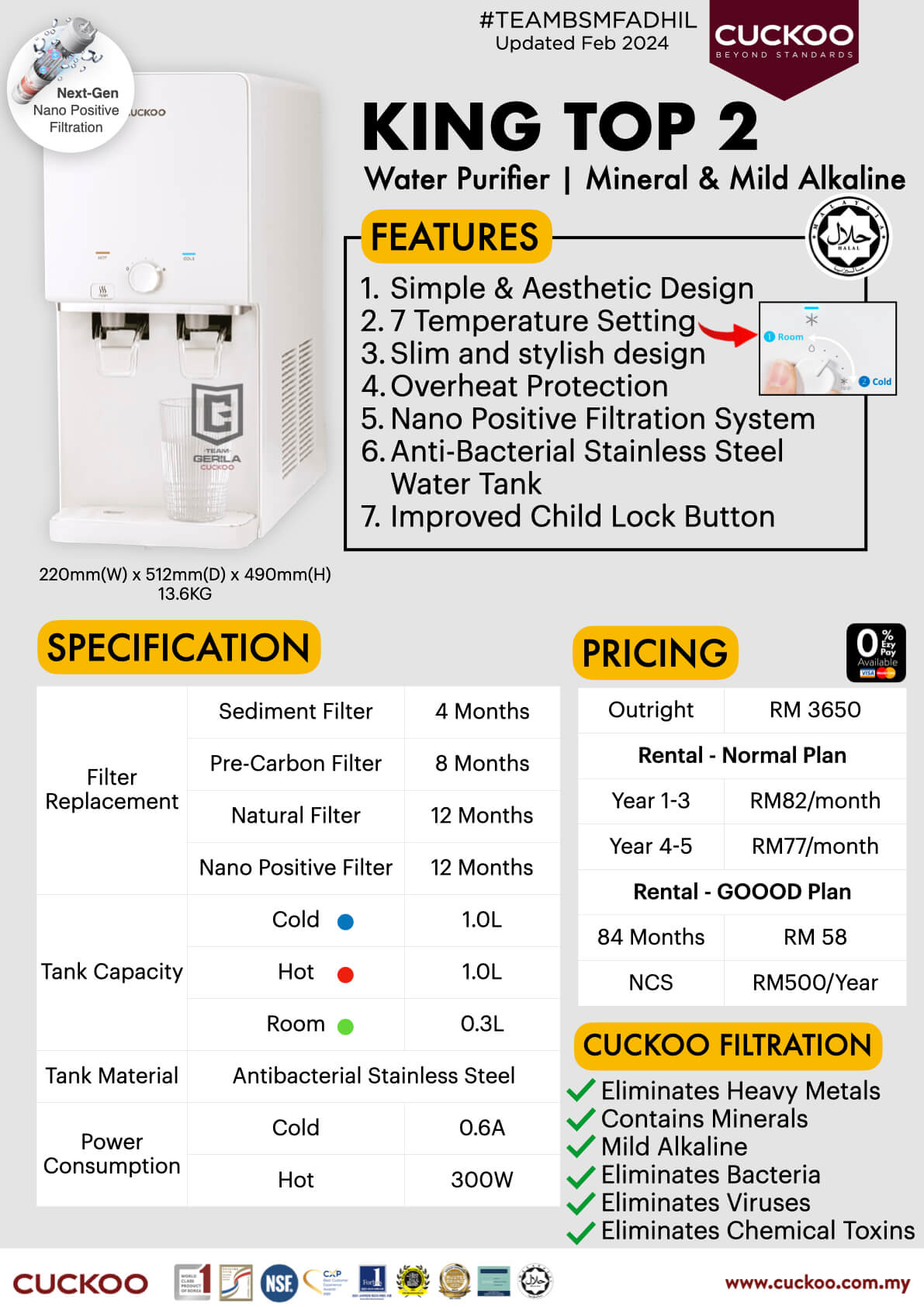 poster A4 spesifikasi penapis air cuckoo water purifier promotion agent ejen cuckoo king top 2