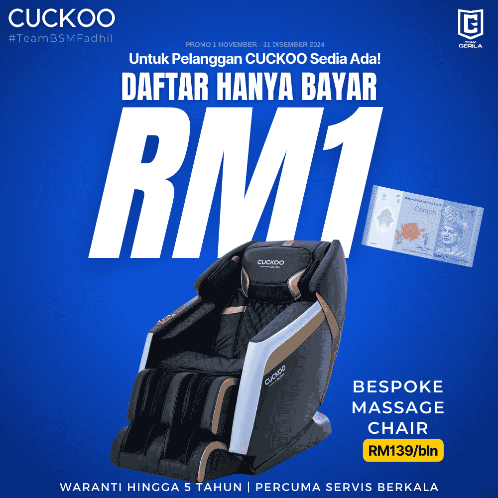 promosi 2024 rm1 kerusi urut cuckoo bespoke massage chair untuk pelanggan sedia ada existing customer RM1 deal