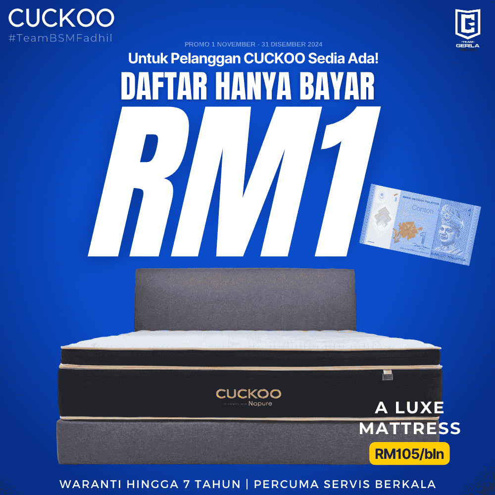 promosi 2024 rm1 tilam cuckoo napure a luxe mattress untuk pelanggan sedia ada existing customer RM1 deal