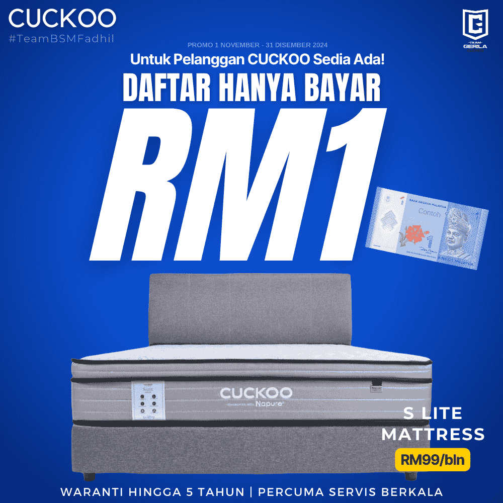 promosi 2024 rm1 tilam cuckoo napure s lite untuk pelanggan sedia ada existing customer RM1 deal