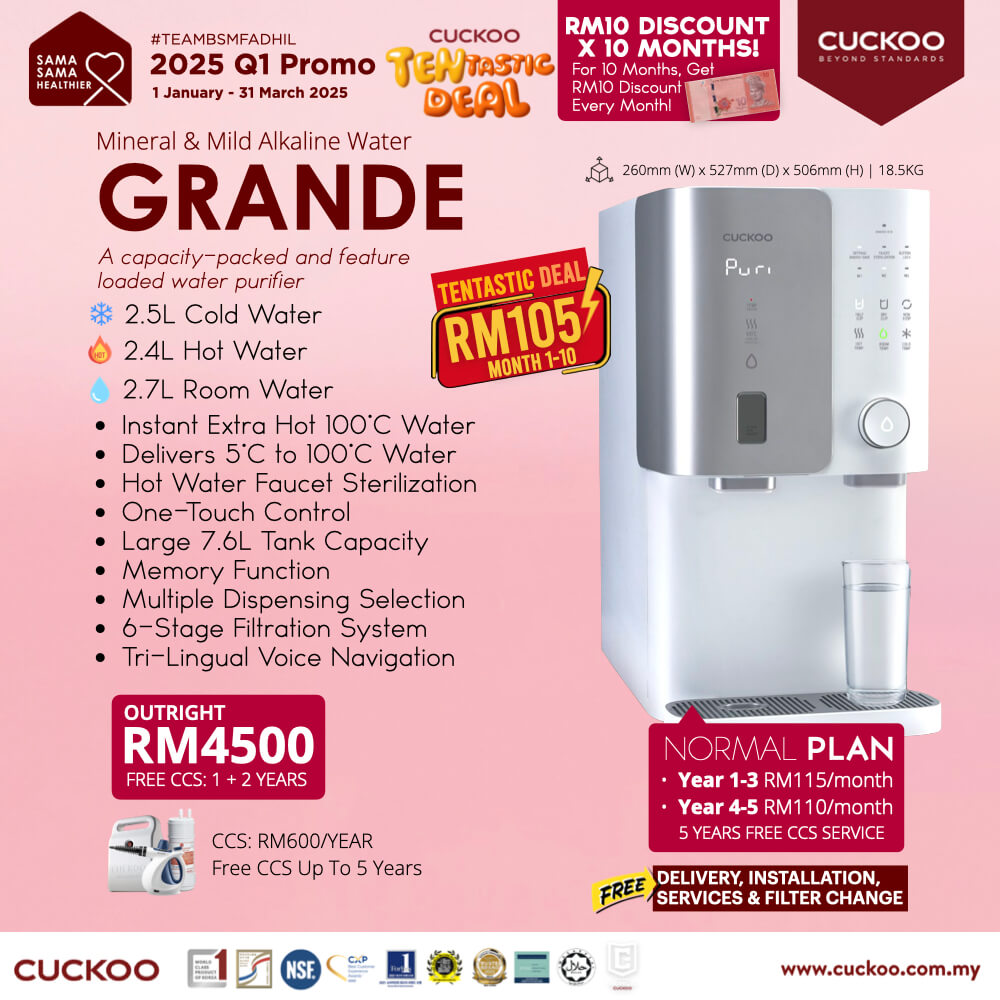 promosi 2025 penapis air cuckoo grande rm115 water purifier promotion agent price harga