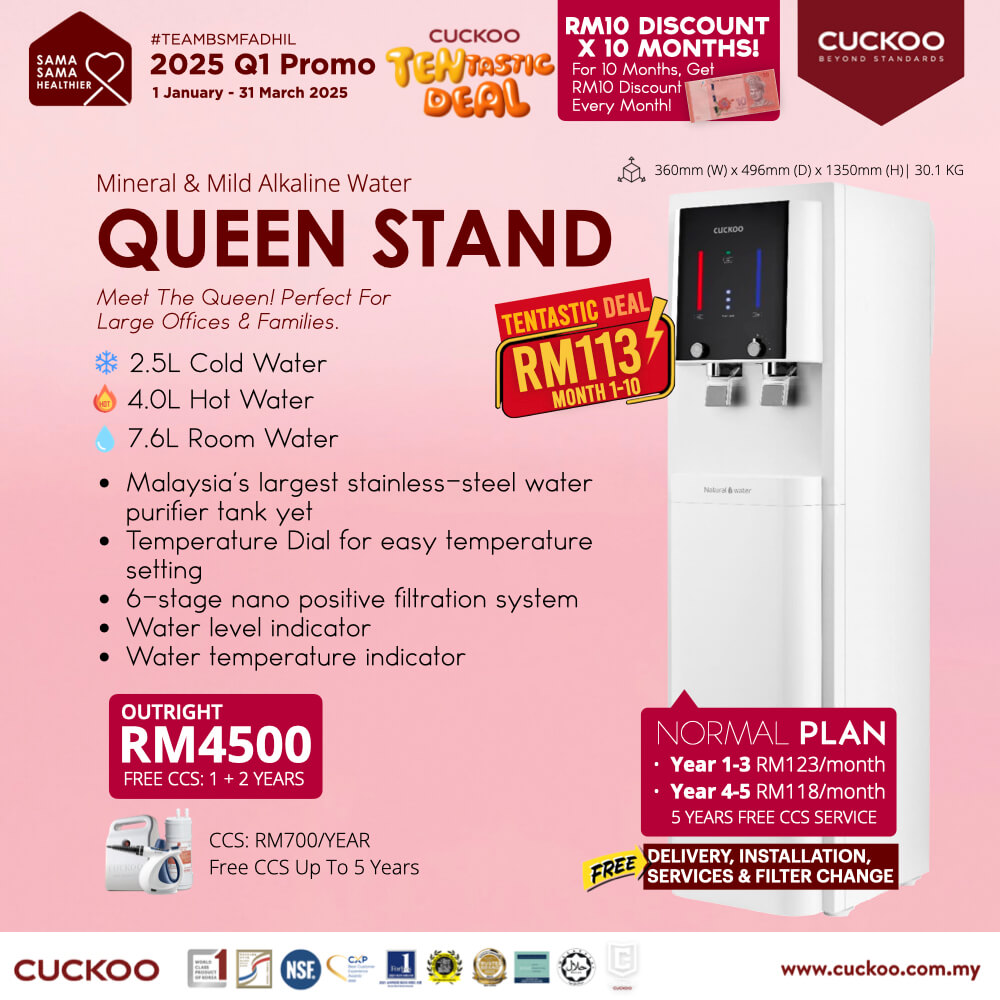 promosi 2025 penapis air cuckoo queen stand rm123 water purifier promotion agent price harga