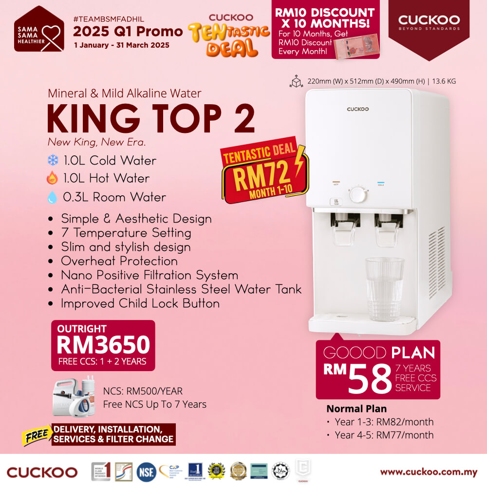 promosi cuckoo 2025 air cuckoo king top water purifier rm58 promotion agent price harga