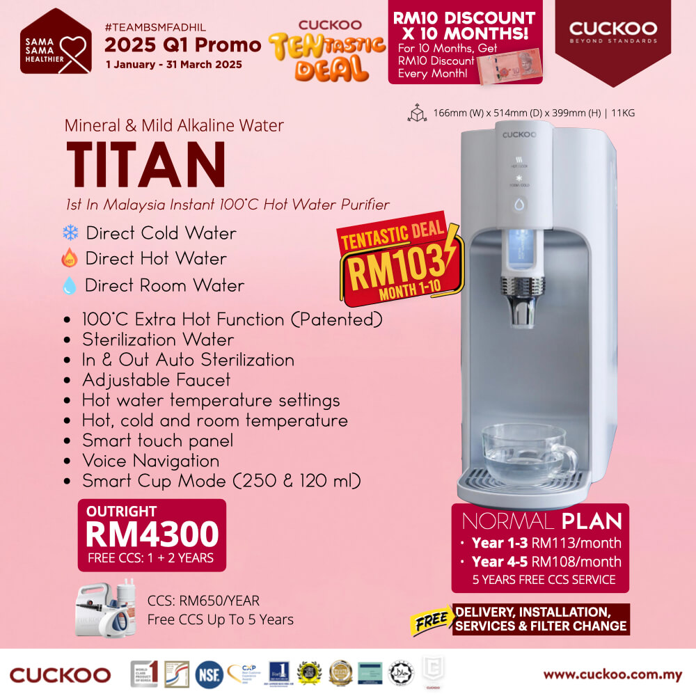 promosi cuckoo 2025 air cuckoo titan water purifier rm113 promotion agent price harga