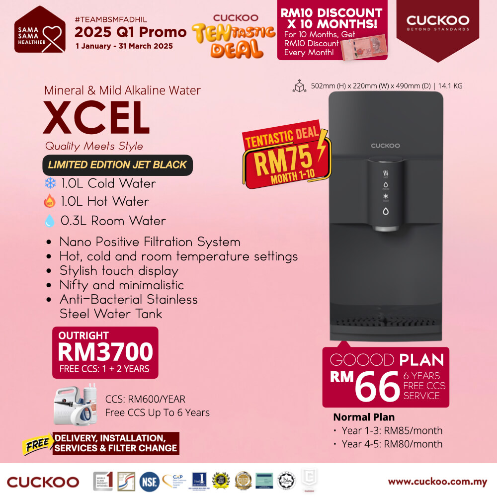promosi cuckoo 2025 air cuckoo xcel black water purifier rm66 promotion agent price harga