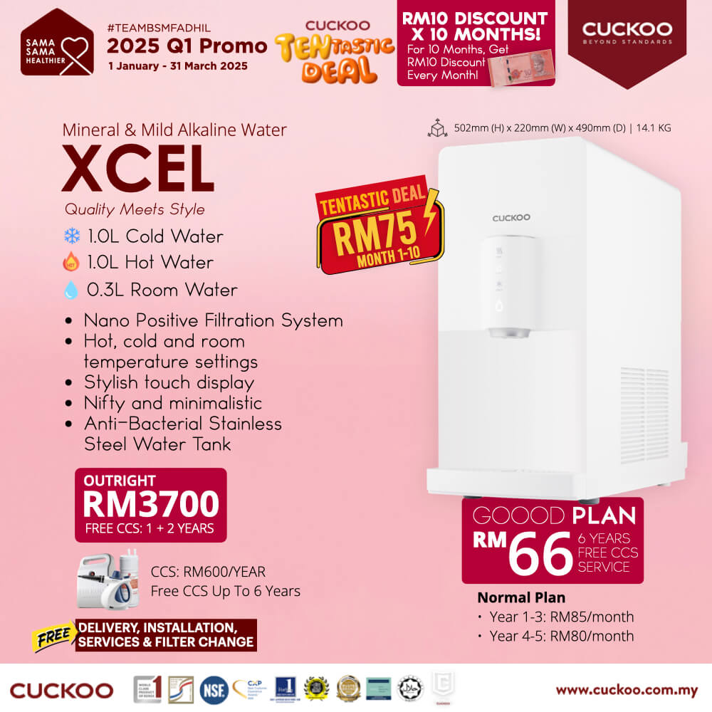 promosi cuckoo 2025 air cuckoo xcel white water purifier rm66 promotion agent price harga