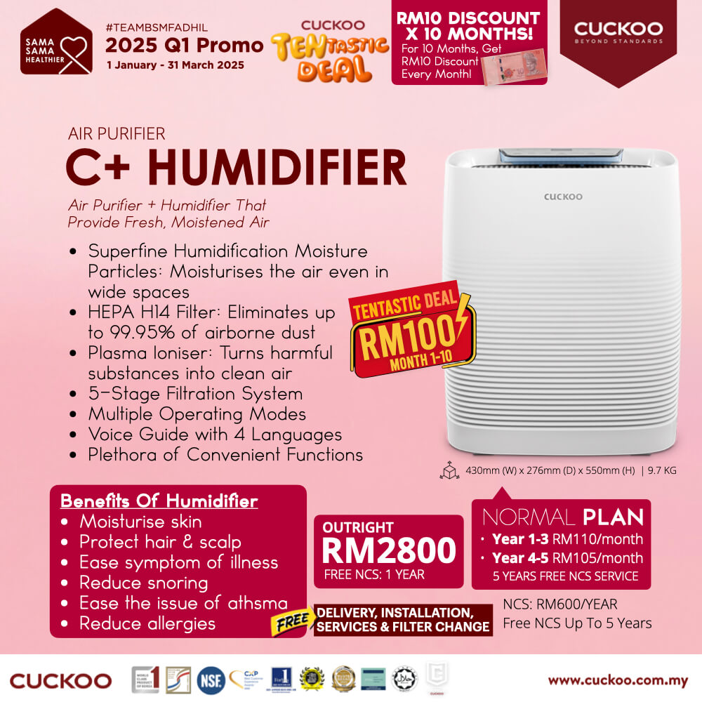 promosi cuckoo 2025 penapis udara c plus humidifier air purifier RM110 cuckoo promotion offer agent
