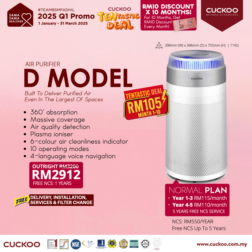promosi cuckoo 2025 penapis udara D Model air purifier RM115 cuckoo promotion offer agent