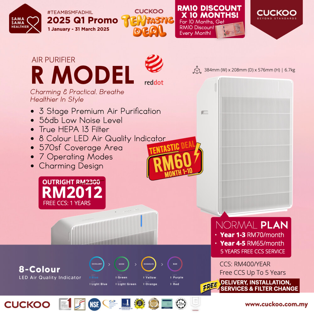 promosi cuckoo 2025 penapis udara R Model air purifier RM70 cuckoo promotion offer agent