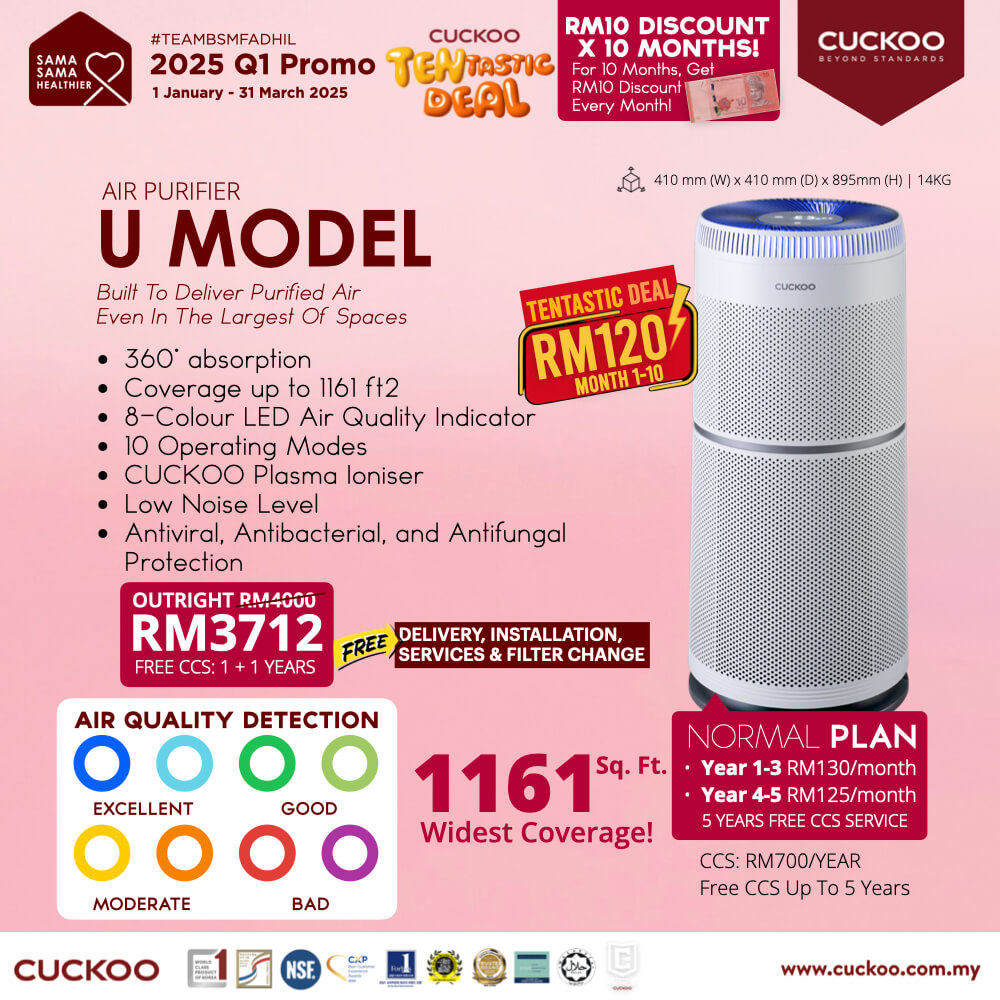promosi cuckoo 2025 penapis udara u Model air purifier 1161sf RM130 cuckoo promotion offer agent