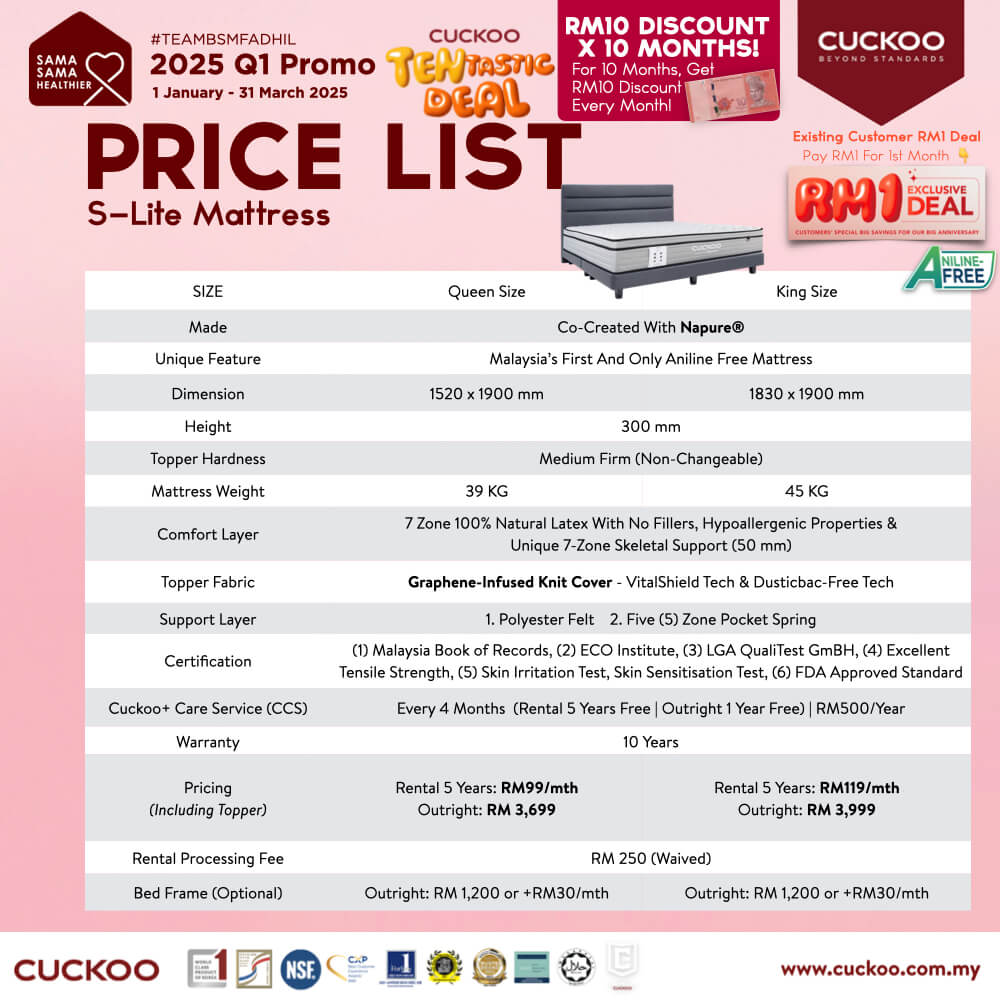 promosi cuckoo 2025 tilam cuckoo mattress a luxe napure promotion offer agent