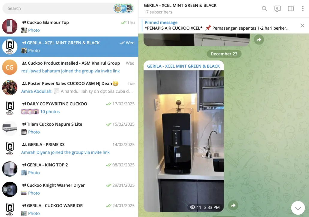 Contoh bahan promosi dalam Telegram team