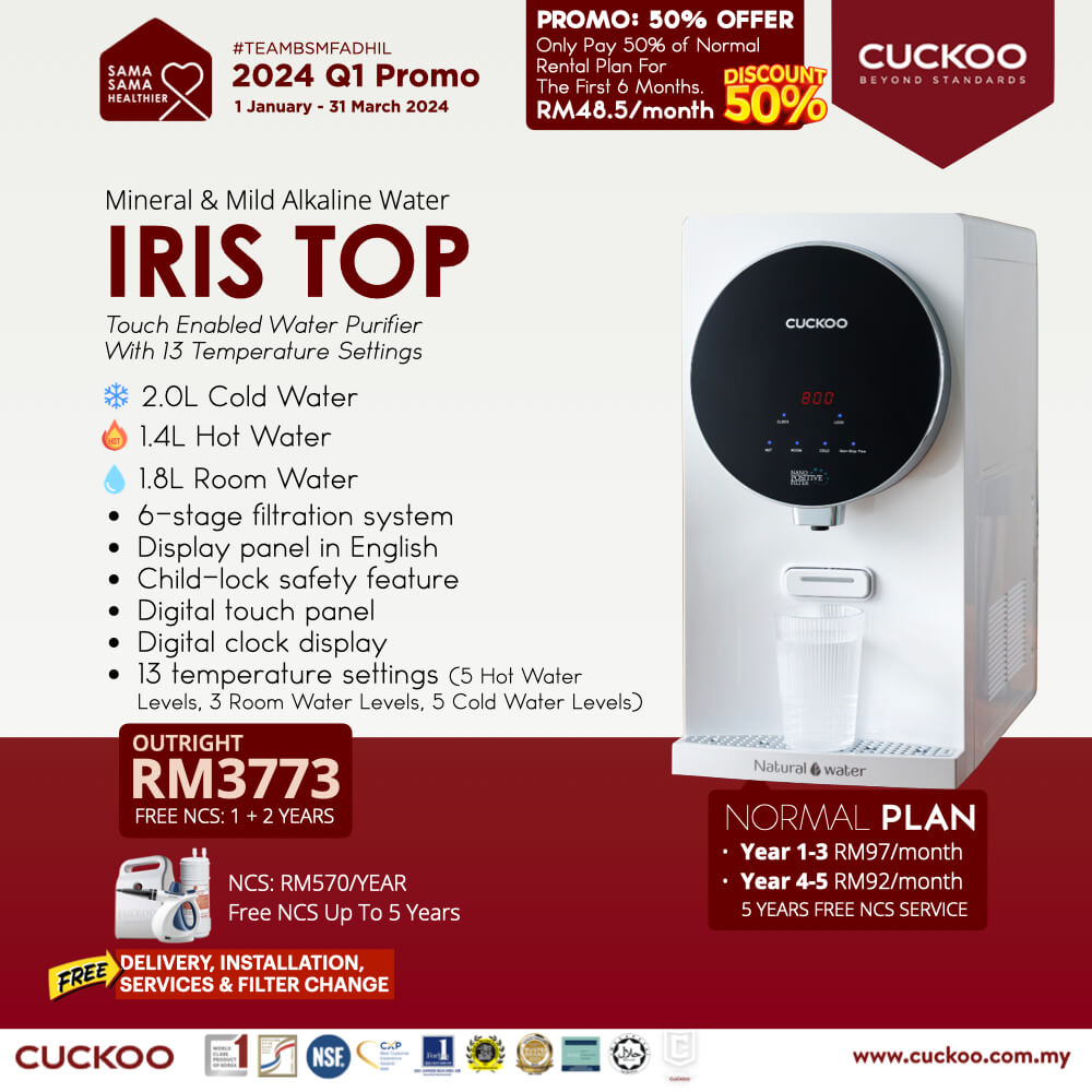promosi 2024 penapis air cuckoo iris top water purifier rm97 promotion agent price harga