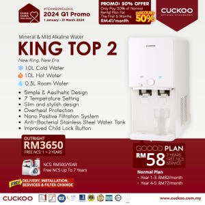 promosi cuckoo 2024 air cuckoo king top water purifier rm58 promotion agent price harga