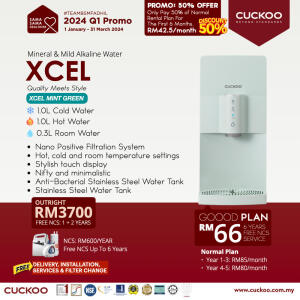 promosi cuckoo 2024 air cuckoo xcel green water purifier rm66 promotion agent price harga