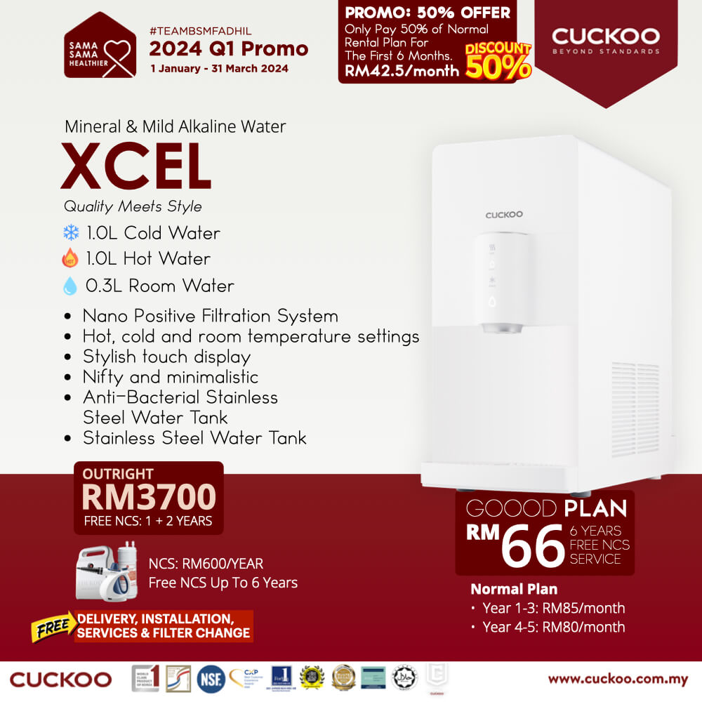 promosi cuckoo 2024 air cuckoo xcel white water purifier rm66 promotion agent price harga