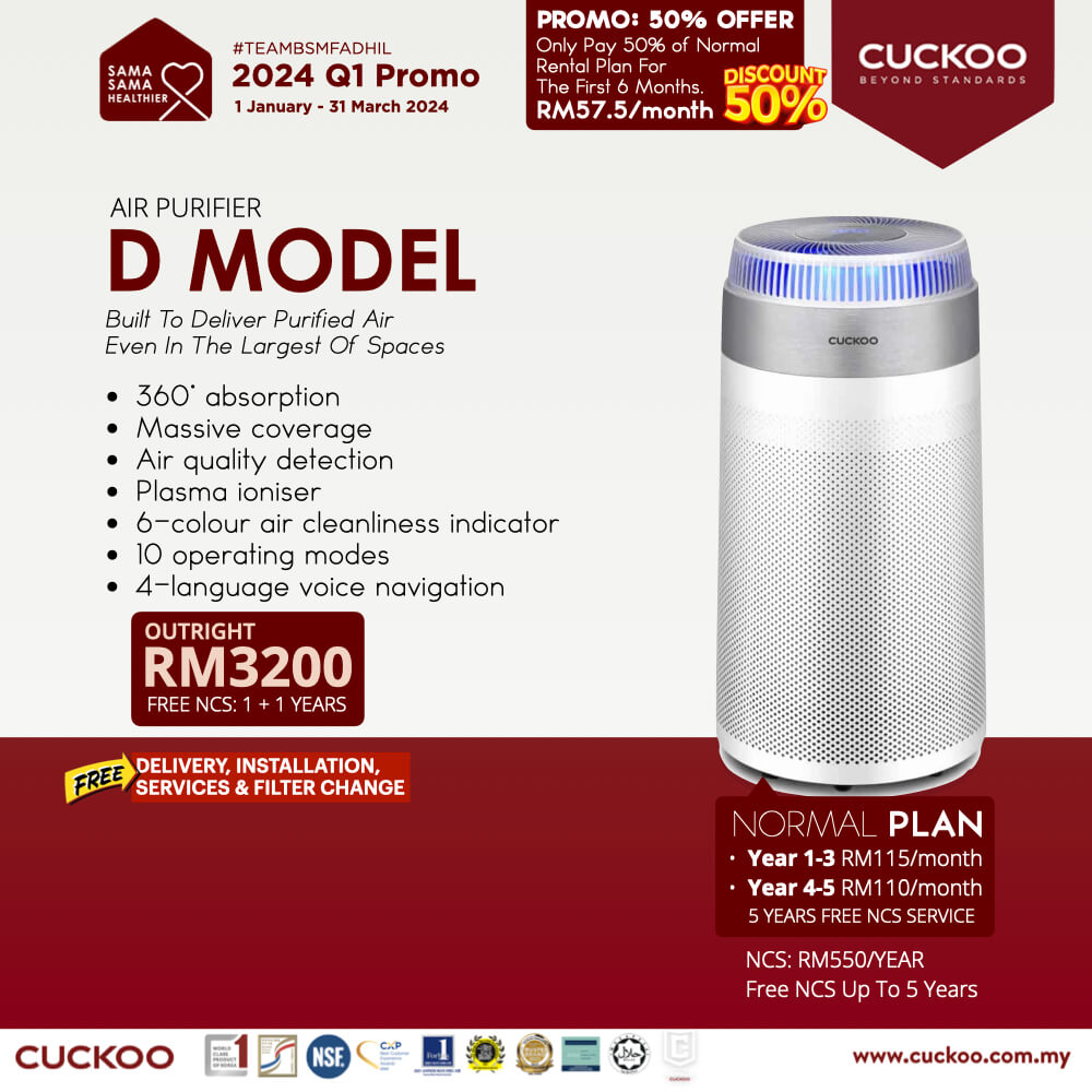 promosi cuckoo 2024 penapis udara D Model air purifier RM115 cuckoo promotion offer agent