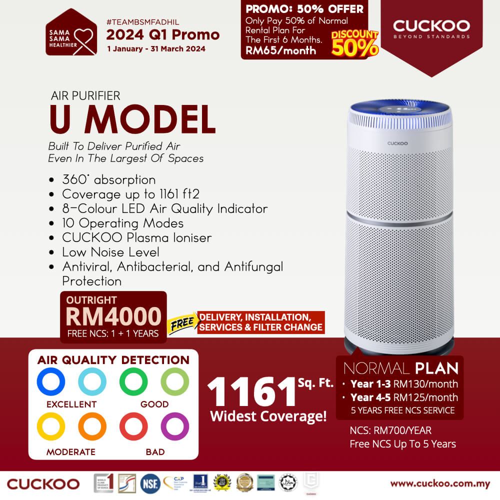 promosi cuckoo 2024 penapis udara u Model air purifier 1161sf RM130 cuckoo promotion offer agent
